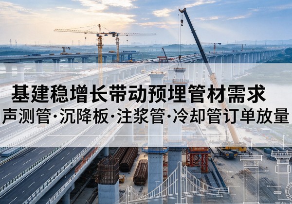 姜堰基建稳增长带动预埋监测管材需求，声测管、沉降板、注浆管订单持续放量